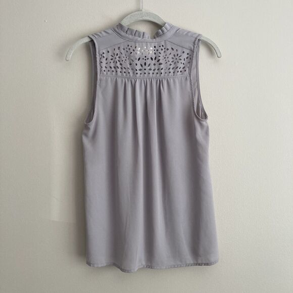 Maeve Anthropologie Womens Size 4 Gray Luca Laser Cut Tie Blouse Sleeveless Top - Picture 7 of 10